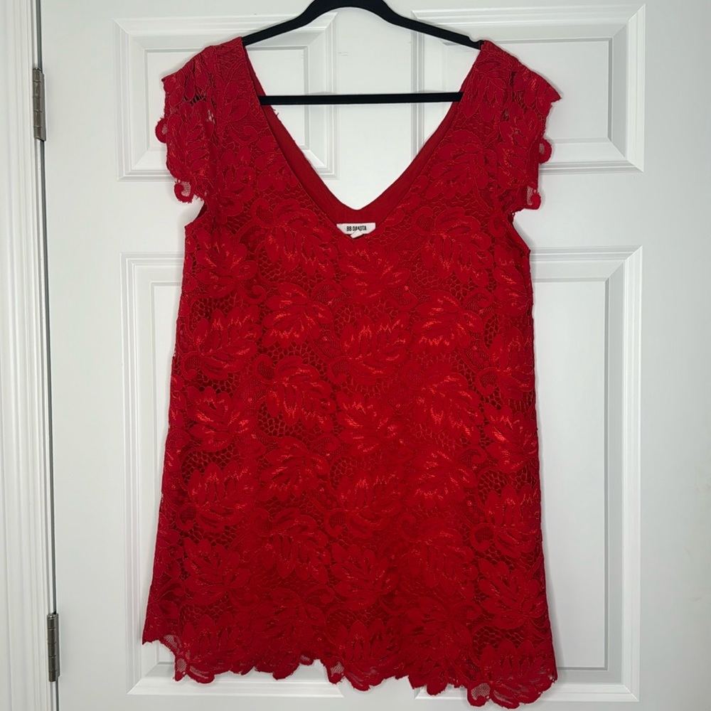 Nordstrom Bb Dakota red lace cap sleeved mini dress